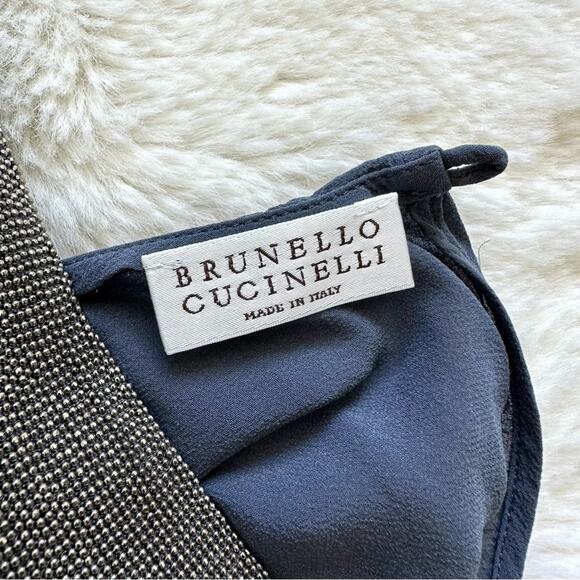 Brunello Cucinelli women silk blouse with chain collar size S Retail 1450$ - Picture 6 of 10